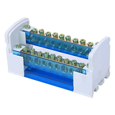 Image de bornier de distribution, borniers boîte distribution 500V 125A Rail Din monophasé à 2 niveaux avec cache poussière transparent 211