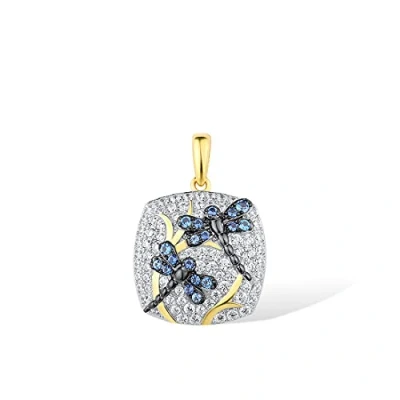 Image de Santuzza Pendentif papillon libellule en argent sterling plaqué or 14 carats pour femme, Pierre précieuse, Zircone cubique