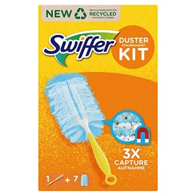 Image de Swiffer Duster Kit Plumeau Dépoussiérant, Lingettes Nettoyantes, Attrape Poussière + 33 Recharges