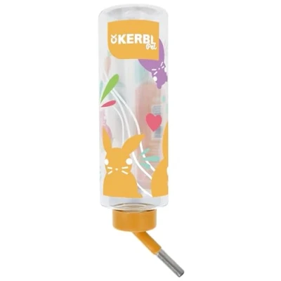 Image de Kerbl Pet Gourde 500 ML, Eau fraîche pour Lapins, Technique de la Double Boule, Tube d&#039;abreuvement en Acier Inoxydable, Bouteille Transparente, Multicolore