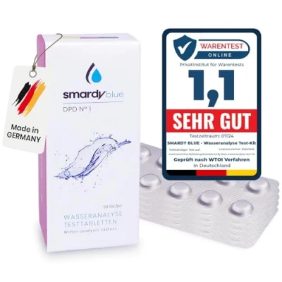 Image de smardy 50 Comprimés de Test DPD1 (chlore libre) pour Photomètre/Testeur d&#039;eau Electronique