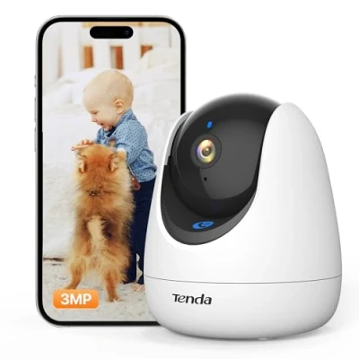 Image de Tenda Caméra Surveillance WiFi Intérieur 2K 360 Connectée Smartphone, Appel en Un clic, détection d&#039;animaux/Pleurs/Corps Humain/Mouvement,Vision Nocturne,Alexa pour Bébé/Animaux CP3Pro