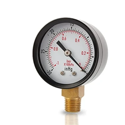 Image de Manomètre à vide, vide 2 pouces pour compresseur d&#039;air eau huile gaz 1/4 &quot;NPT support inférieur MF, 0 ～ 30inHg 1bar universel avec 50 diamètres NPT