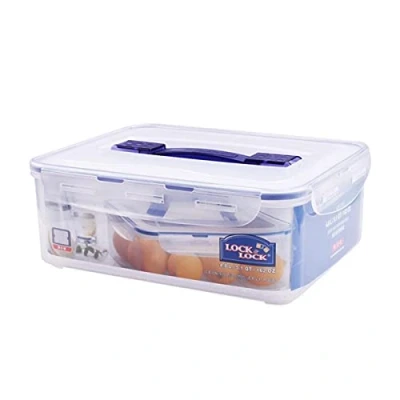 Image de Lock&amp;Lock 2059098 PP Classic Boîte Hermétique Rectangulaire avec Grille de Drain et Poignée Plastique Transparent 30 x 23 10 cm