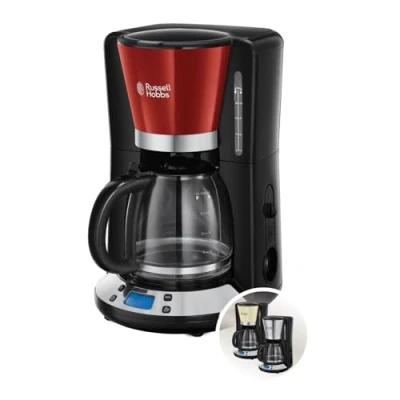 Image de Russell Hobbs Cafetière filtre [Programmable, Technologie WhirlTech pour extraction &amp; arôme optimaux] Rouge (10 tasses, verseuse en verre 1,25L, Maintien au chaud, 1100W) Machine à café 24031 56