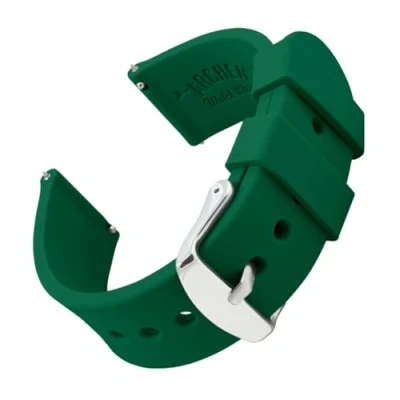 Image de Archer Watch Straps Bracelet de Montre en Caoutchouc Coloré Rechange Silicone pour Classique ou Connectée Libération Rapide (Vert Irlandais, 18mm)