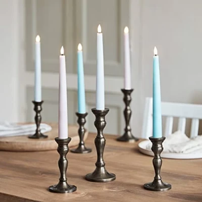 Image de Lights4fun Lot de 6 Chandelles Piliers TruGlow® en Cire Pastel avec LED Blanc Chaud à Piles et Télécommande pour Intérieur