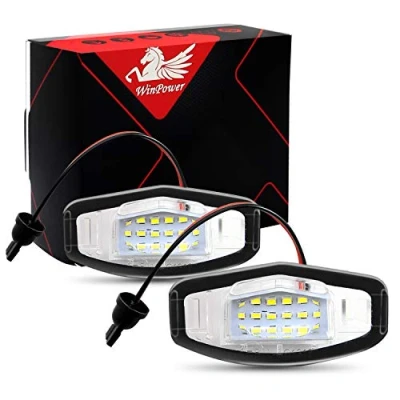 Image de WinPower LED Éclairage plaque immatriculation auto ampoules super brillant CanBus Pas d&#039;erreur 6000K xénon blanc froid 18 SMD Feux arrière pour Civic/City 4 Portes/Legend/Accord Portes, 2 Pièces