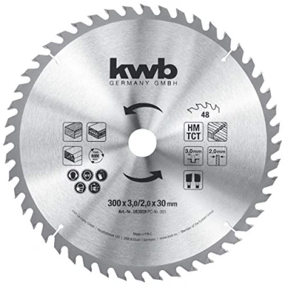 Image de kwb 593059 Lame de scie circulaire 300 x 30 mm pour table à denture moyenne Z 48 dents