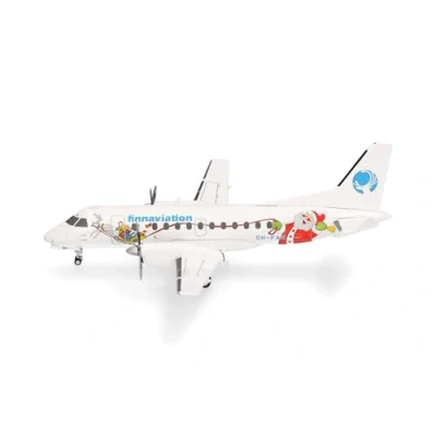 Image de Herpa Maquette d&#039;avion Finnaviation Saab 340 « Père Noël », Miniature à l&#039;échelle 1/200, Objet de Collection, modèle sans Support, métal