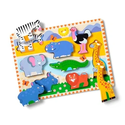 Image de Melissa &amp; Doug Puzzle À Grosses Pièces en bois Safari,Cadeau pour enfants de 2 3 4 ans, Jouets d&#039;éveil et 1er âge, d&#039;activité développement, Jouet éducatif, classique