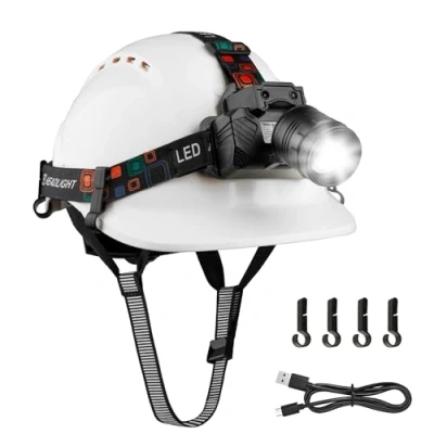 Image de Mustbau Casque de Sécurité EN397 LED Travail Nuit Pêche Blanc