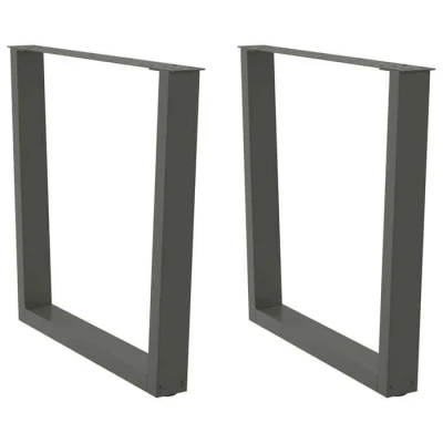 Image de vidaXL Pieds de Table à Manger Forme V 2 pcs 90x(72 73,3) cm Acier, Pied Table, Noir Manger, sur