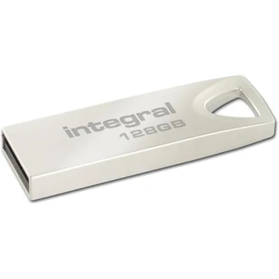 Image de Integral 128GB Mémoire USB 2.0 Clé Arc avec boîtier métallique pour Porte clés, Une Solution élégante et stylée transférer Sauvegarder Vos fichiers