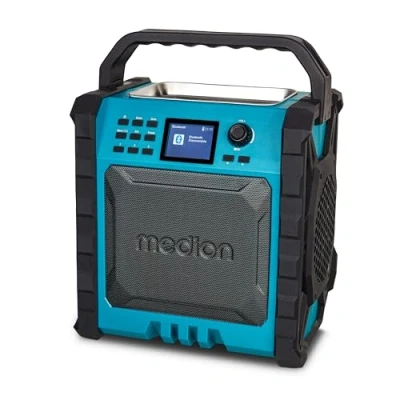 Image de MEDION P66896 Radio de Chantier (Dab Plus, Dab+/UKW, Batterie intégrée, écran Couleur, Bluetooth, Fonction powerbank, IP54, Robuste, Deux radiateurs passifs)