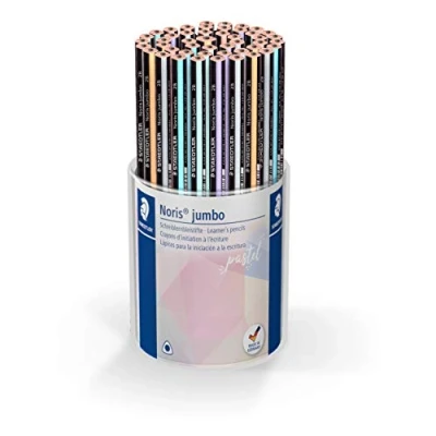 Image de Staedtler Noris Jumbo 119 KP48PA Crayon épais pour apprendre à écrire, forme triangulaire, idéal les premiers exercices d&#039;écriture, très bonne qualité, dureté 2B, 48 crayons dans 6 couleurs