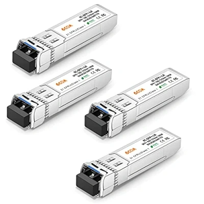 Image de 10GBase LR SFP+ Émetteur récepteur 10G LC Single Mode Module DDM, 1310 nm, 10 km pour Cisco SFP LR, Meraki MA 10GB Ubiquiti UF SM 10G, Mikrotik, D Link, Supermicro, Netgear [Lot de 4]