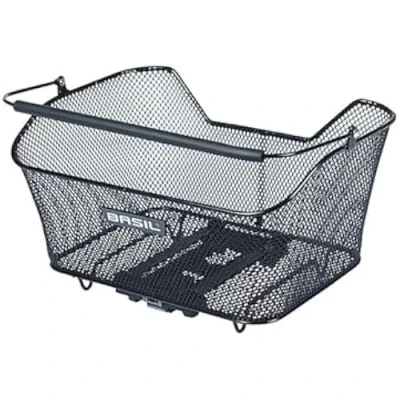 Image de Basil Base M MIK Panier de vélo Noir système verrouillable avec résistant aux intempéries et Robuste, Volume 15 litres, idéal pour Les Courses trajets Quotidiens