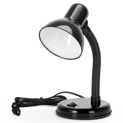 Image de Aigostar Vintage Lampe de Bureau, Table Retro avec Prise, Sans Ampoule, Compatible Les Ampoules LED Modele E27, Colonne Reglable, Noir