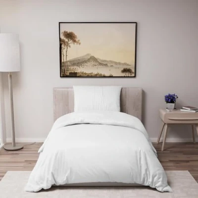 Image de Dreamzie Housse de Couette 135x200 cm avec 1 Taie Oreiller 80x80 Blanc Parure Lit en 100% Microfibre Certifié sans Produits Chimiques (Oeko TEX)