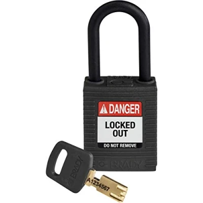 Image de Brady (NYL BLK 38PL KD) Cadenas de condamnation SafeKey Nylon avec anse en 38.00 mm Noir KD Clé différente 1 Pièce(s)