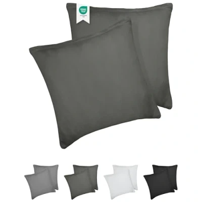 Image de BARBONS Taies d&#039;oreiller 60x60 Coton (Lot de 2) Housses Coussins, Confort Luxueux avec Certifiée Oeko Tex, Idéal pour Une Mise à Niveau Élégante la Chambre Coucher (60x60 Anthracite)