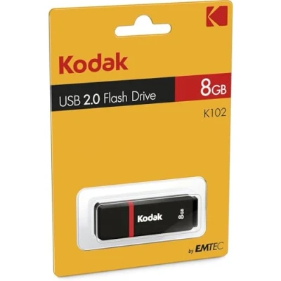 Image de Kodak Clé USB 8Go Classic K102 Series Clef Compatibilité Universelle 2.0 Key 54x12x6mm Vitesse de Lecture 15MB/s Max d&#039;Écriture 5MB/s Stick Noir et Rouge