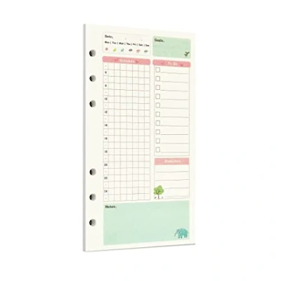 Image de Zelten Recharge de papier perforé multicolore 45 feuilles 90 pages Pour reliure à 6 trous Journal intime rechargeable (A6, Fairy Tale Daily Planner)