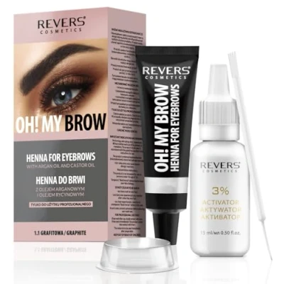 Image de REVERS COSMETICS Teinture Sourcil Graphite, Formule à base d&#039;Huile d&#039;Argan et de Ricin (Oméga 6, Carotènes, Vitamines A, E, F), Résultat Naturel, Dure jusqu&#039;à 4 semaines, 15+ Applicat