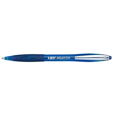 Image de BIC Lot de 3 Stylos bille ATLANTIS SOFT Pointe Moyenne 1 mm Bleu