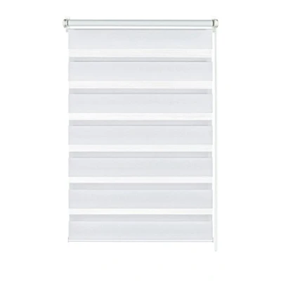Image de GARDINIA Store Enrouleur Double à Coller ou Clipser Jour/Nuit Commande Latérale Bandes Transparentes et Occultantes Kit de Montage Inclus Blanc 100 x 150 cm (LxH)