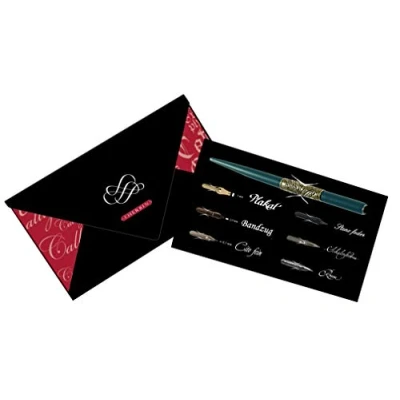 Image de Brause 25400T Une pochette pour l&#039;écriture et la calligraphie contenant 6 plumes (Sténo, Cito fein, Ecolière, Plakat 5mm, Rose Bandzug 2mm) un porte plume