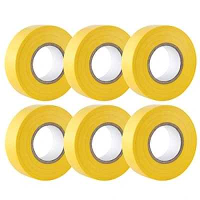 Image de GTSE Ruban adhésif isolant électrique jaune 19 mm x 20 m résistant, autocollant protèger, regrouper, réparer des câbles 6 rouleaux