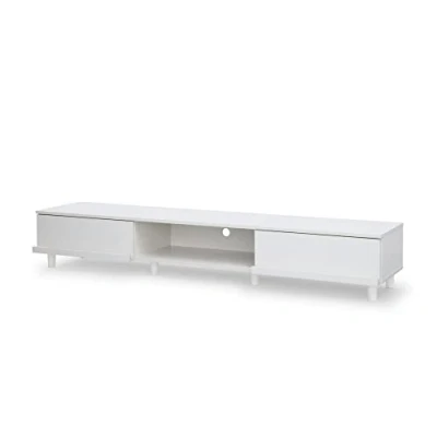 Image de Iris Ohyama, Meuble TV, Support télévision pour ecran jusqu&#039;à 65 pouces, 3 Etagères, Sortie câbles, Pieds ajustables, Moderne, Chambre, Salon TV Cabinet BAB 180A Chêne Blanc