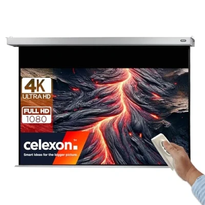 Image de Ecran de projection motorisé CELEXON PRO PLUS 240 x 135 cm Blanc mat Dos noir