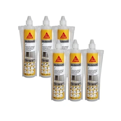 Image de Lot de 6 résines scellement chimique Sika AnchorFix 2 Plus Gris 300 ml
