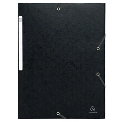Image de Exacompta Réf. 55951E Carton de 25 chemises à élastiques Scotten pochettes 3 rabats Maxi Capacity en carte lustrée gaufrée dim 24 x 32 cm pour documents au format A4 couleur noir