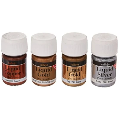 Image de Vallejo Model Color Lot de 4 flacons couleur Or liquide