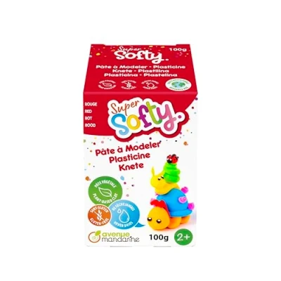 Image de AVENUE MANDARINE SO0880100400C Une Boite de 100 g PATE A MODELER SuperSofty À partir 2 ans ROUGE