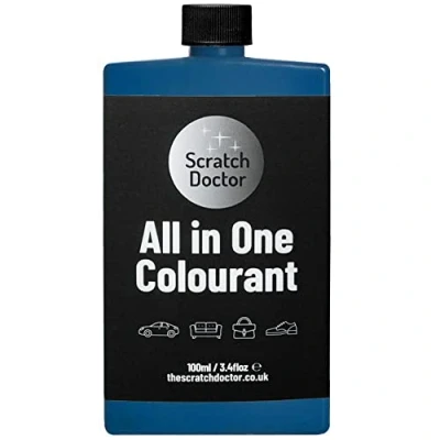 Image de Scratch Doctor Colorant tout en un pour cuir Peinture de réparation autocollante meubles, canapés, sièges voiture (noir, 1 litre)