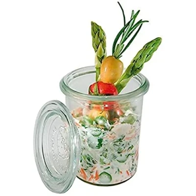 Image de APS 12 pots Original WECK 160 ml avec couvercle, Ø 6 cm, H : 8 mini moule couvercle en verre, pot de conservation, décoratif, à dessert, stockage, lavable au lave vaisselle