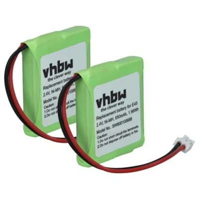 Image de vhbw 2X Batteries Compatible avec Siemens Gigaset E455, E455 Sim, E450 E40, E450, E45 téléphone Fixe sans Fil (650mAh, 2,4V, NiMH)