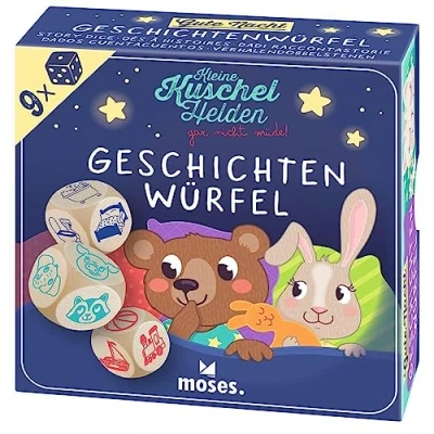 Image de moses. Owls Lot de 9 dés créatif pour Histoires Bonne Nuit avec Cubes en Bois Extra Larges Jeu d&#039;enfant 1 à 6 Joueurs partir 4 Ans, 38177, Héros câlin, Grand