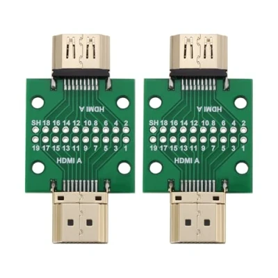 Image de OTOTEC 2Pcs HDMI Type A Mâle à Femelle 19 Broches 2,54 Mm Prise Double Face Connecteur de Carte Dérivation Test Réparation Mini avec PCB
