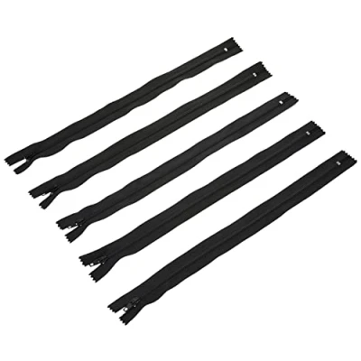 Image de Trimz Lot de 5 Fermetures éclair unidirectionnelles Noires 30 cm avec Dents 4 mm, Polyester,