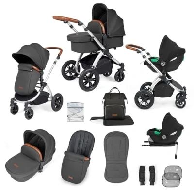 Image de Ickle Bubba Système de voyage tout en un Stomp Luxe Cirrus i Size avec base ISOFIX (Argent/Gris anthracite/Tan)