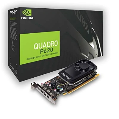 Image de PNY Quadro P620 Carte graphique professionnelle 2GB GDDR5 PCI Express 3.0 x16, simple slot, 4x Mini Port display, 5K Support, Ventilateur actif ultra silencieux