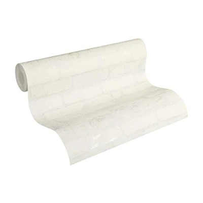 Image de A.S. Création Papier peint De Designer Elements intissé 10,05m x 0,53m Blanc Argent Fabriqué en Allemagne 907851 9078 51