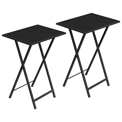 Image de HOOBRO Table d’Appoint, Pliable Bout de Canapé, Tables Plateaux Lot 2, Chevet, Style Industriel, Salon, Noir EUBK25BZ01