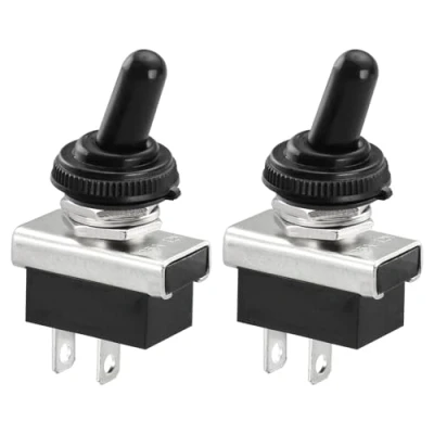 Image de Heschen Metal Interrupteur À Bascule Flip 12V 25A SPST On/Off 2 Position Broches Pour Voiture Dash Light Avec Capuchon Imperméable L&#039;eau (2)